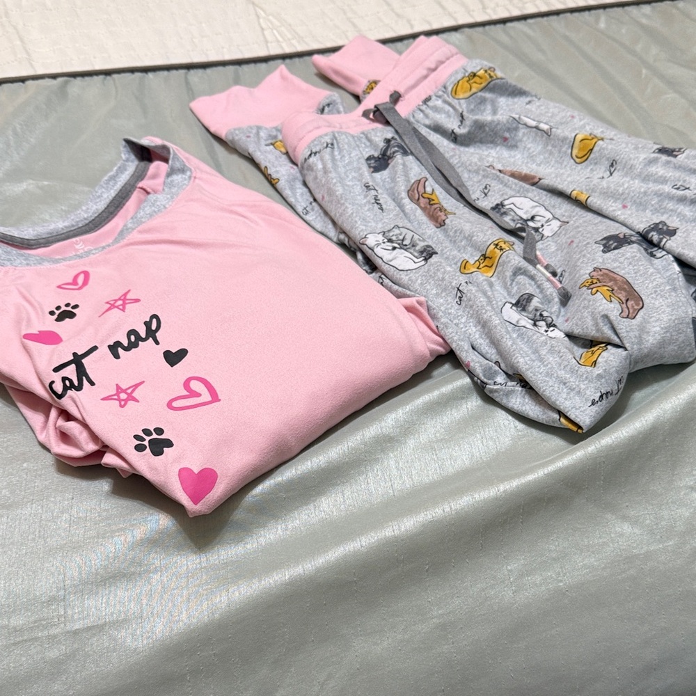 Cuddl Duds Pink and Gray Kids Pajama Set